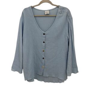 Color Me Cotton CMC 100% Cotton Gauze Blouse Size Small Pastel Blue Artsy Boxy